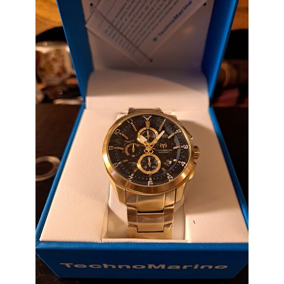 TechnoMarine Ocean Quantum Men's Watch 44mm Gold Steel INVICTA - Picture 1 of 4